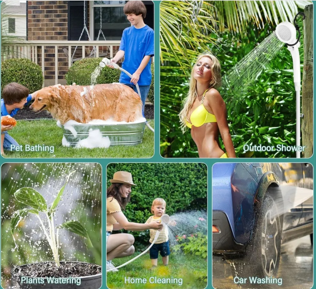DUCHA PORTÁTIL Recargable para camping, mascotas y emergencias